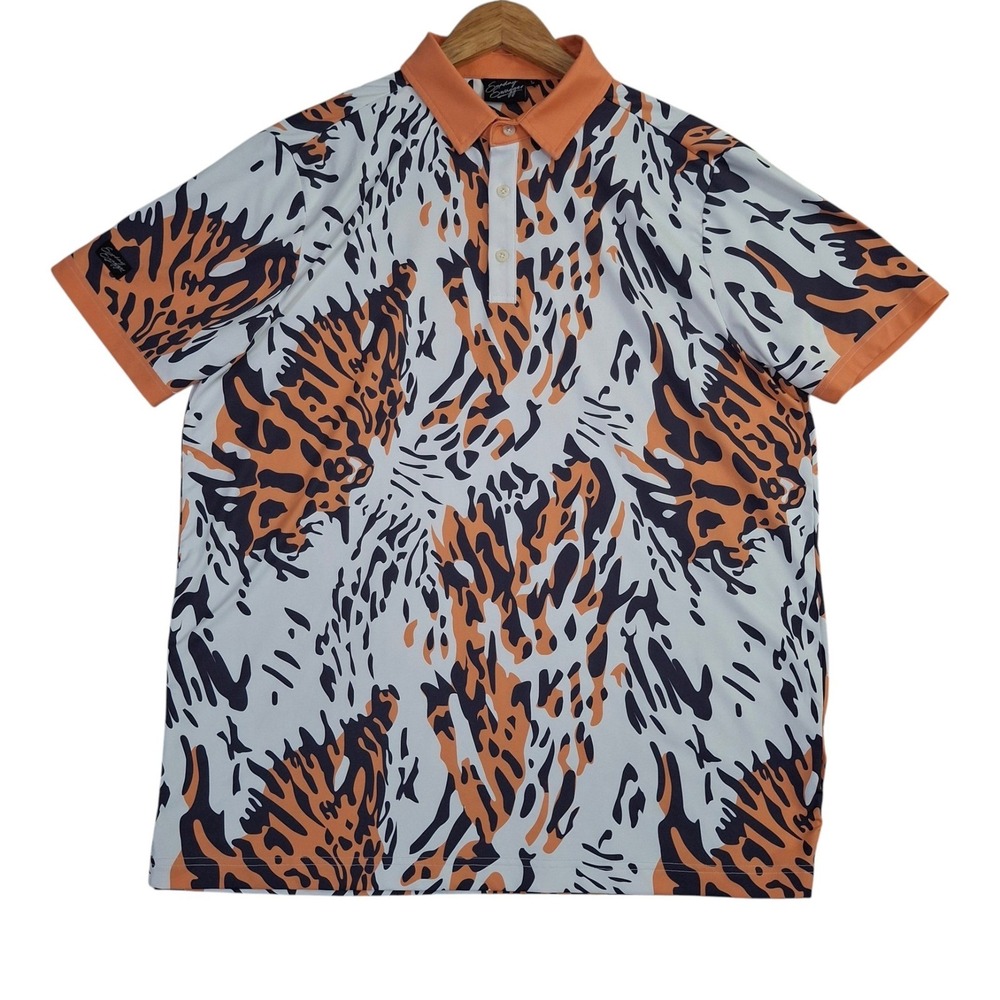 Sunday Swagger Killer Instinct Golf Polo Shirt Men's Large Orange Tiger Print